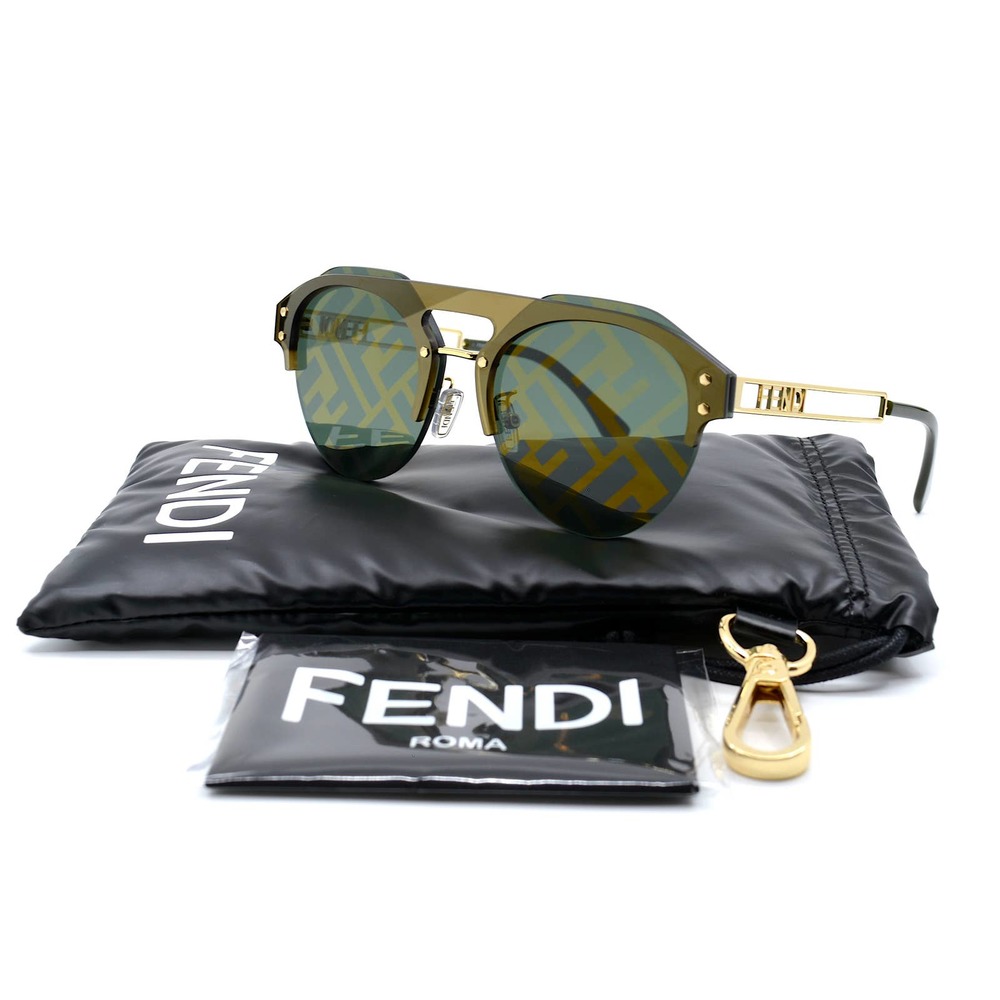 FENDI FE40027U BROWN GREEN MIRROR FF LOGO AUTHENTIC SUNGLASSES - Picture 1 of 10